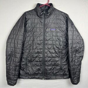 Patagonia Jacket Mens Medium Black Nano Puff Primaloft Full Zip Puffer Quilted
